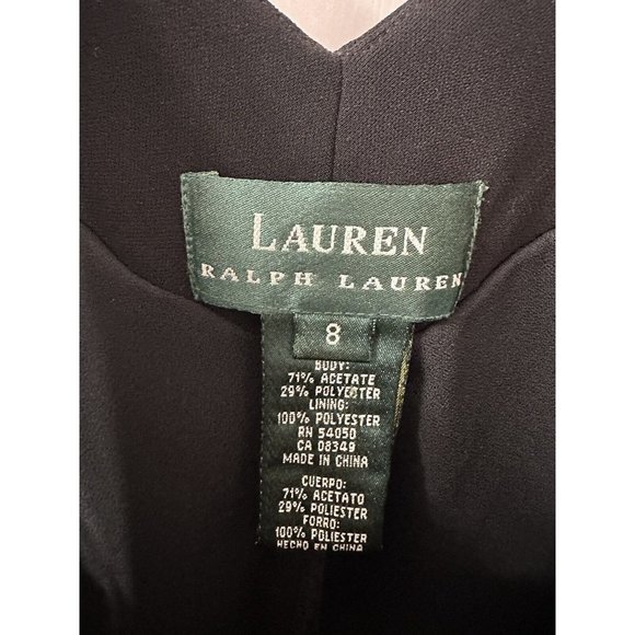 Lauren Ralph Lauren Women’s Black Floral Embroidered  Deep V Midi Dress Size 8 - Picture 3 of 5